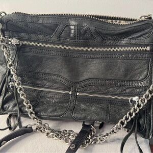 Rebecca Minkoff Tri Zip Mac Black Crossbody Leather Bag